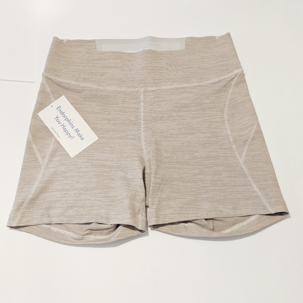 NWT Outdoor Voices Tech Sweat Beige Shorts Spandex